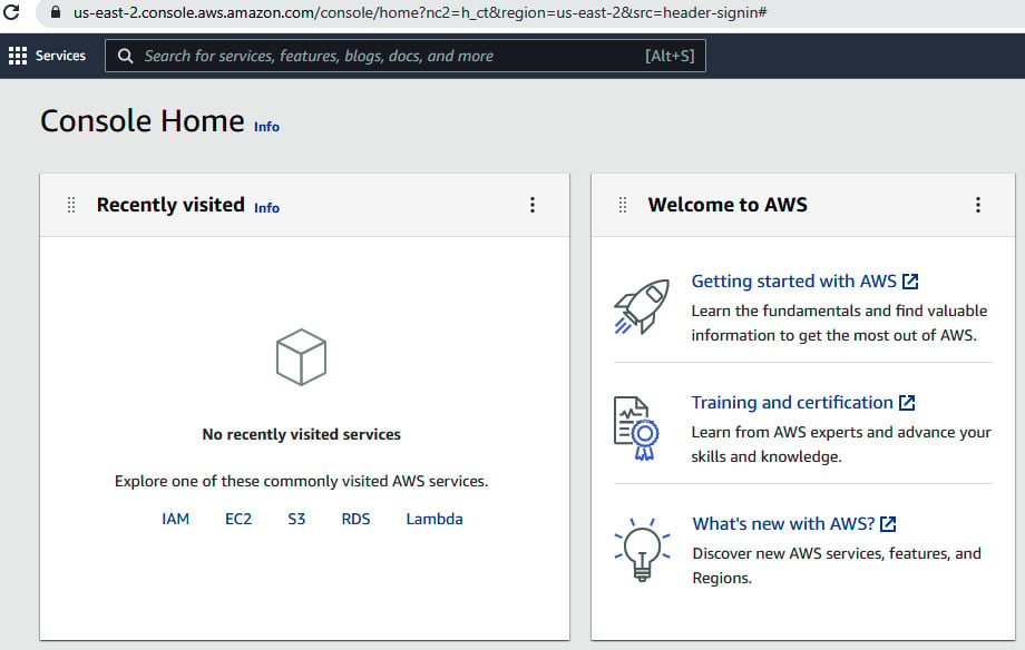 Figure 1.2 – AWS Console Home main page