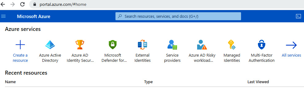 Figure 1.7 – Microsoft Azure portal home page