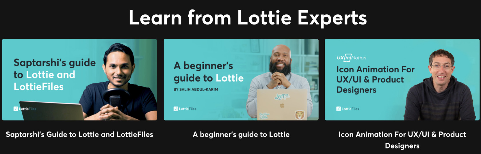 Figure 1.18 – Web view of the Lottie Learn resources for designers and developers
