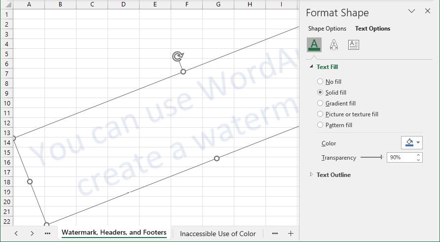 Figure 1.17 – Format Shape task pane and rotation arrow
