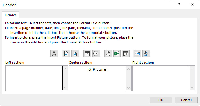 Figure 1.18 – Header dialog box
