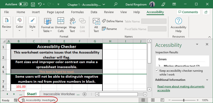 Figure 1.21 – Accessibility Checker
