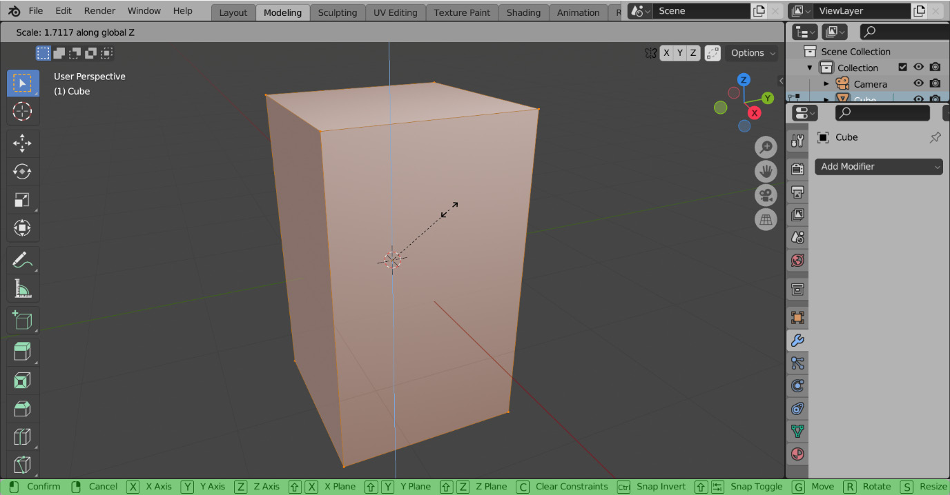 Figure 1.11 – Mesh scaling on the Z axis