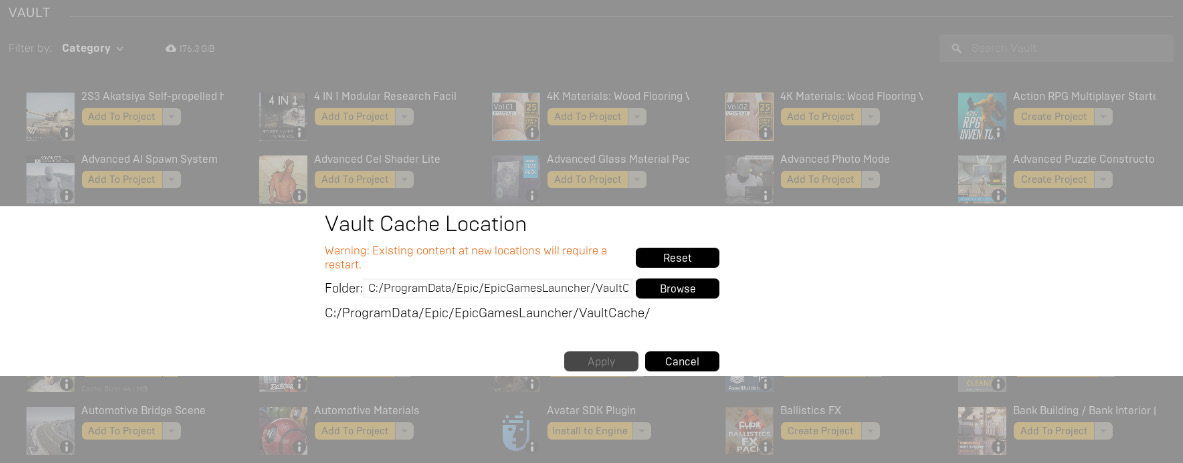 Figure 1.16 – If you browse to Settings | Vault Cache Location, you can change the Vault Cache folder