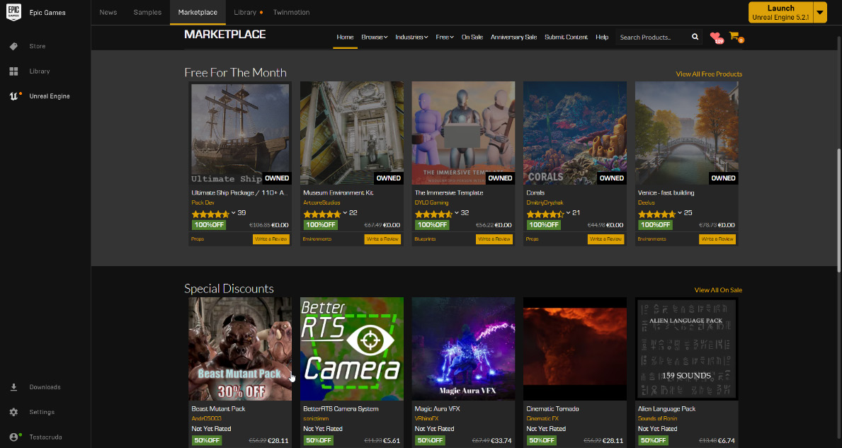 Figure 1.17 – Unreal Engine Marketplace