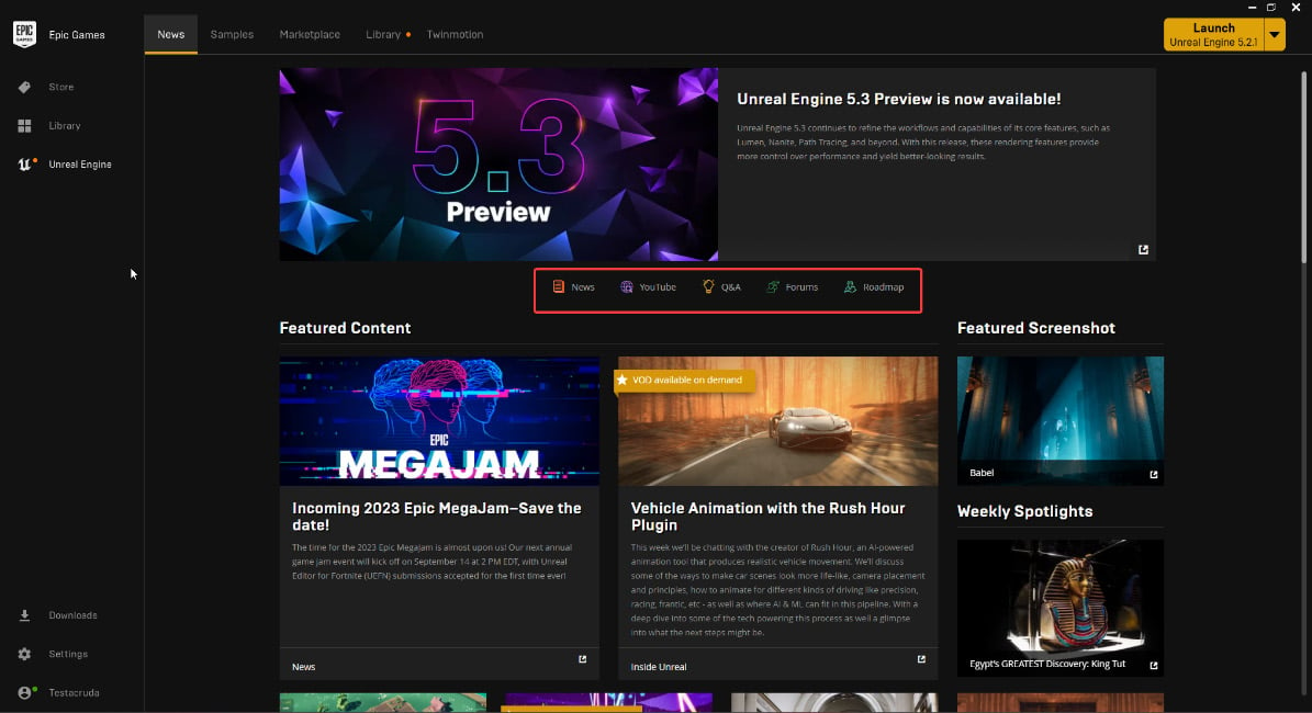 Figure 1.21 – The Epic Games Launcher News tab