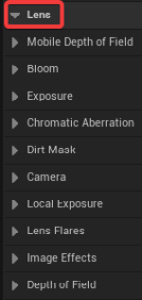 Figure 12.5 – The Lens category inside the Details panel