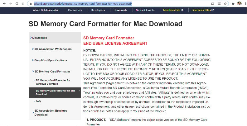 Figure 1.4 – Download page for SD Card Formatter
