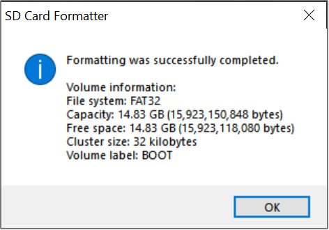 Figure 1.8 – Formatting completion dialog box
