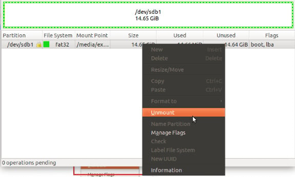 Figure 1.12 – Unmounting the USB adapter before formatting
