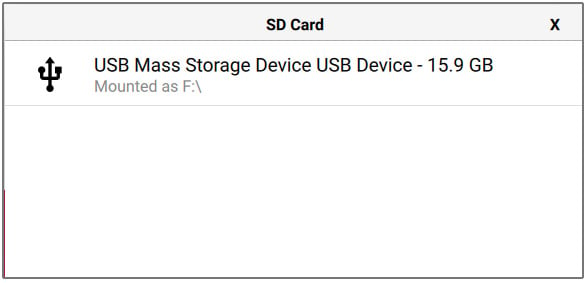 Figure 1.22 – Choosing the SD card you want to burn to OS to
