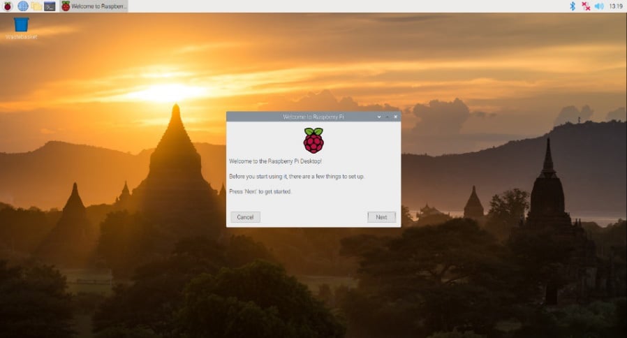 Figure 1.27 – Raspberry Pi welcome screen 
