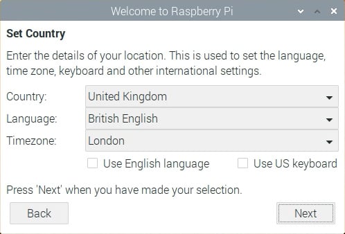 Figure 1.28 – Setting up the location, language, and timezone
