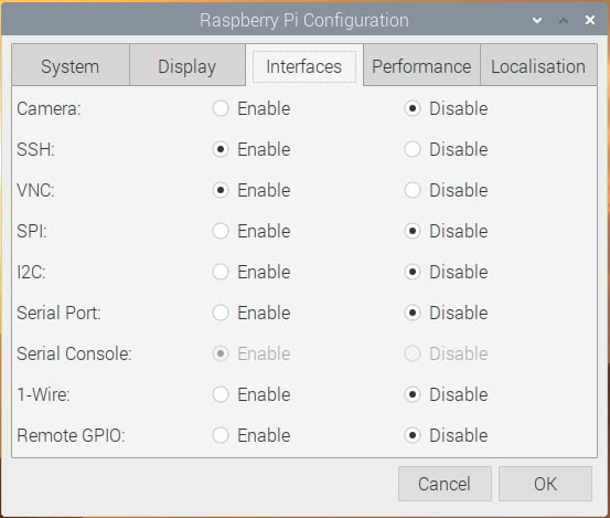 Figure 1.36 – Enabling SSH and VNC 
