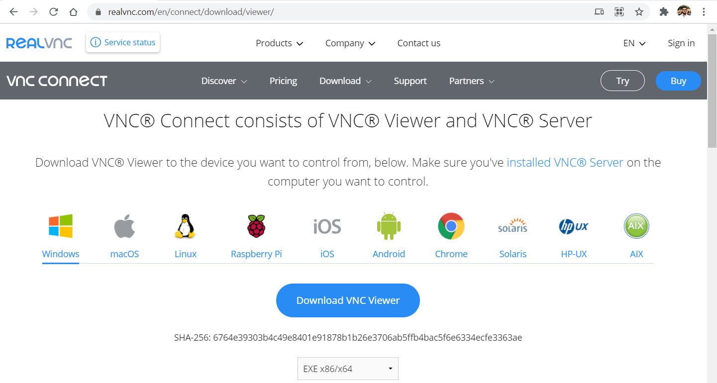 Figure 1.39 – The VNC Viewer download page
