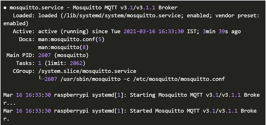 Figure 1.44 – The output of the status command for the broker
