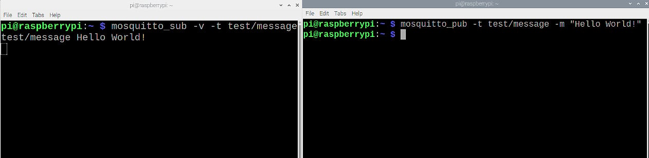 Figure 1.45 – Raspberry Pi local MQTT test
