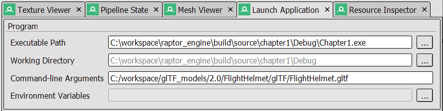 Figure 1.2 – Setting the application path in RenderDoc