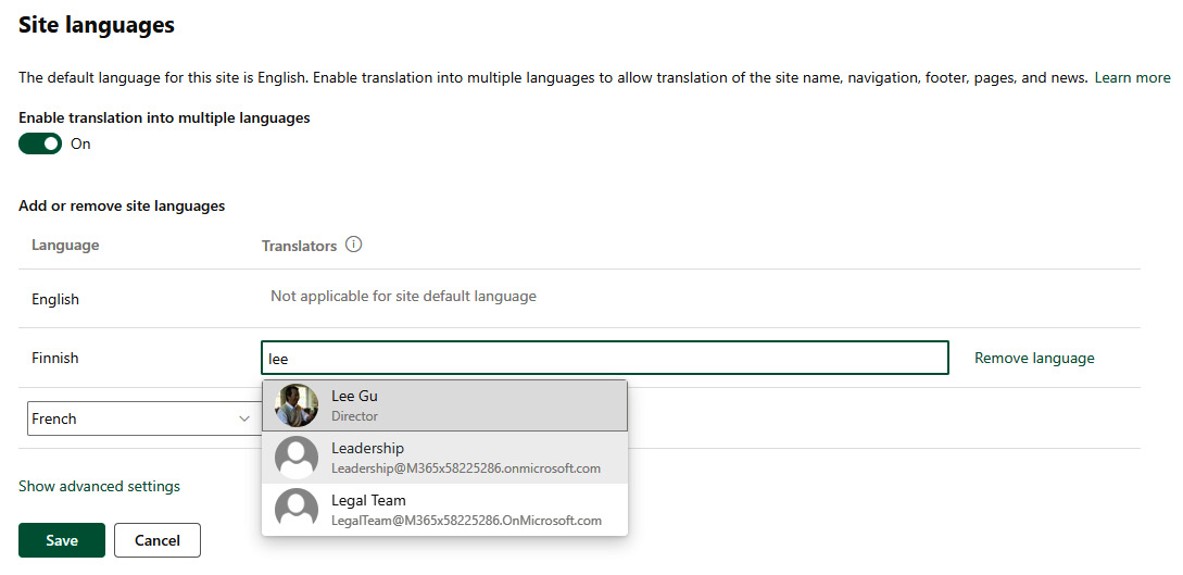 Figure 2.12 – Language and translation settings