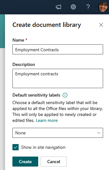 Figure 4.2 - Creating a new document library