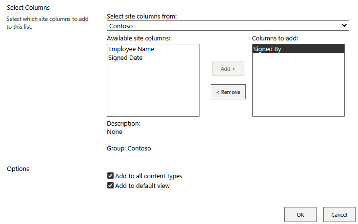 Figure 5.14 - Adding an existing site column to a list