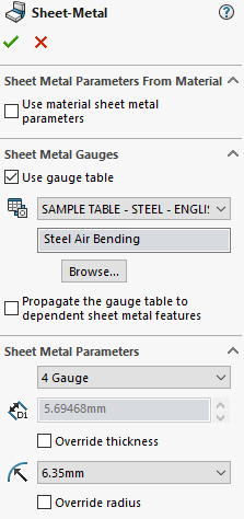 Figure 1.10: Using the Gauge Tables