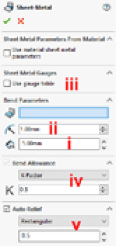 Figure 1.8: Sheet Metal properties

