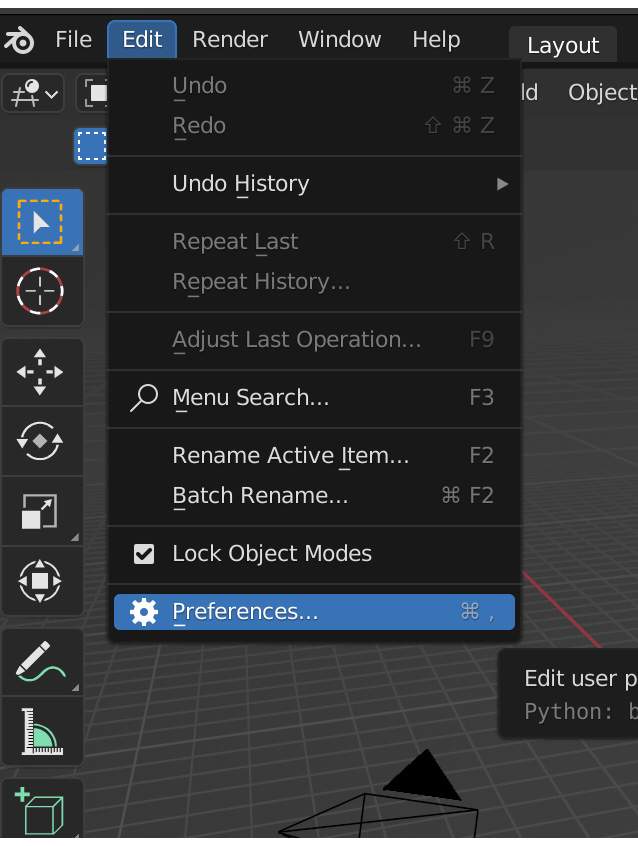 Figure 1.10 – The Preferences menu