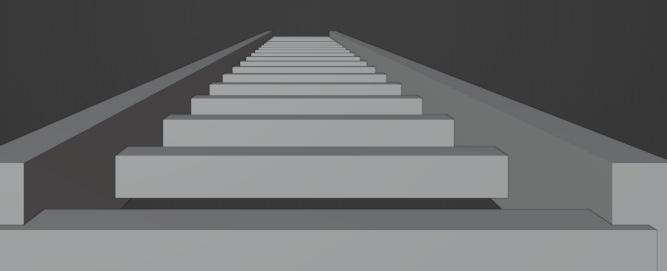 Figure 1.13 – A railroad, viewed in Perspective mode (same as real life)