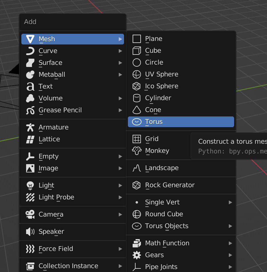 Figure 3.3 – The Add menu