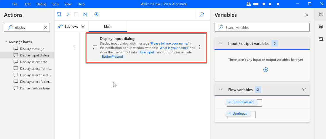 Figure 2.12 – The first action in the canvas