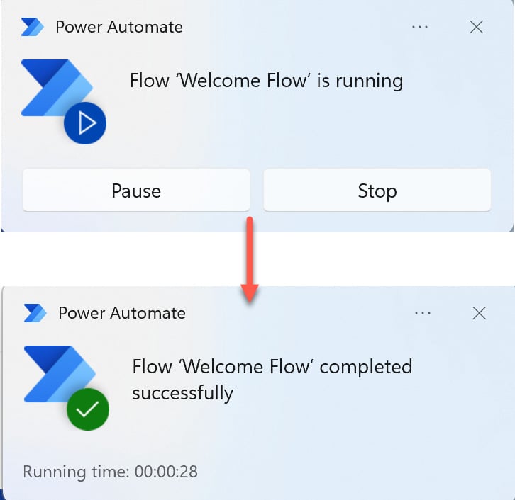 Figure 2.20 – Windows notification ﻿on the flow