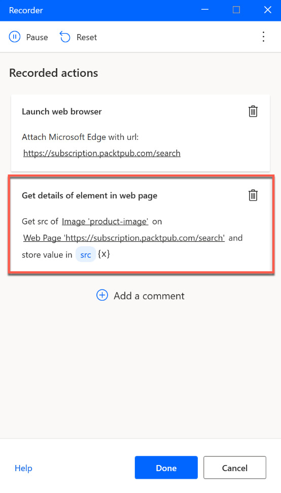 Figure 2.31 – A recorded action in the recorder