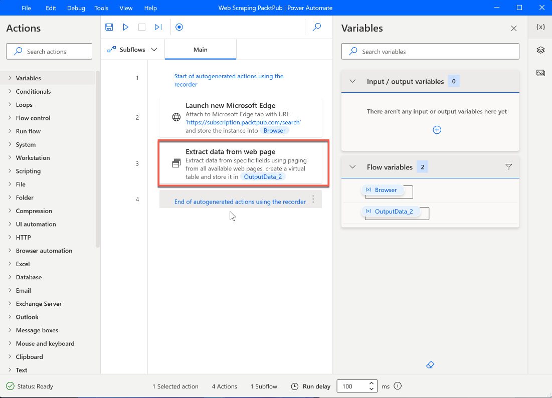 Figure 2.38 – Transferring recorded actions to the designer