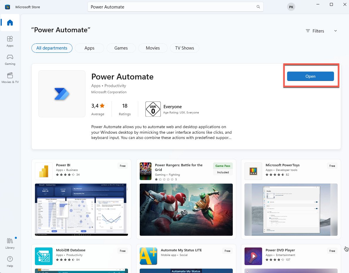 Figure 2.4 – Installing Power Automate from the Microsoft Store