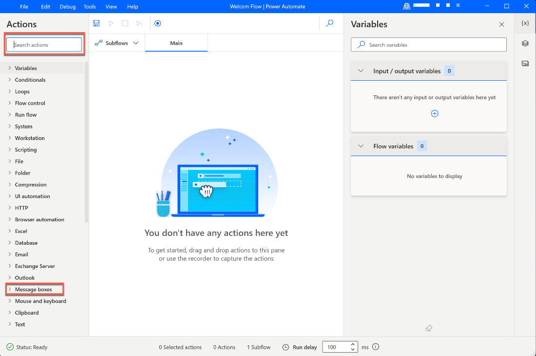 Figure 2.8 – Exploring the Actions pane