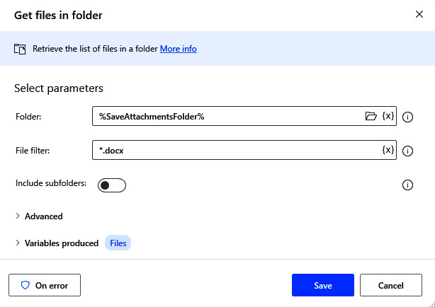 Figure 3.4 – The parameters dialog