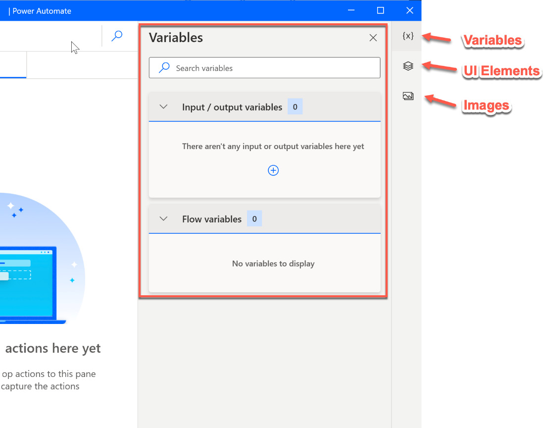 Figure 5.1 – Variables in the designer workspace