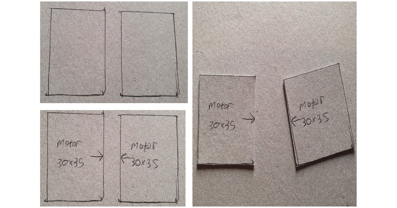 Figure 1.12 – Making cardboard motor test-fit parts
