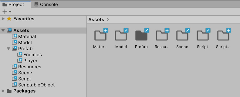 Figure 2.2 – Folders created in the Unity editor
