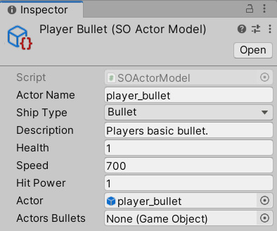 Figure 2.36 – The Player Bullet values
