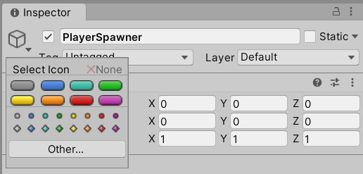 Figure 2.38 – Selecting an icon for the PlayerSpawner
