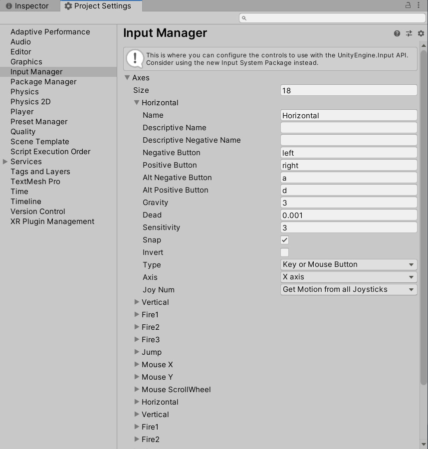 Figure 2.41 – The Input Manager
