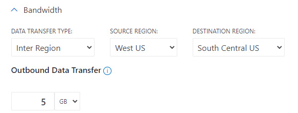 Figure 1.15 – Azure VM price: bandwidth options
