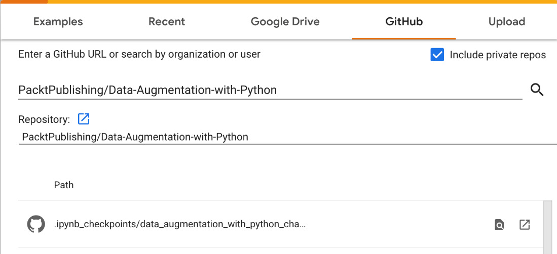 Figure 1.2 – Loading a Python Notebook from GitHub