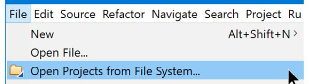 Figure 1.11: Opening a project in Eclipse