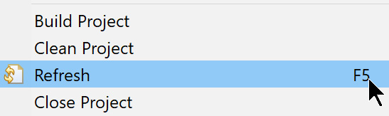 Figure 1.14: Refreshing the Eclipse project