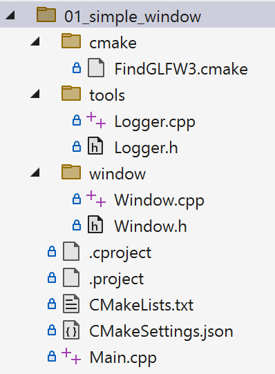 Figure 1.19: Folders and files in one example code project