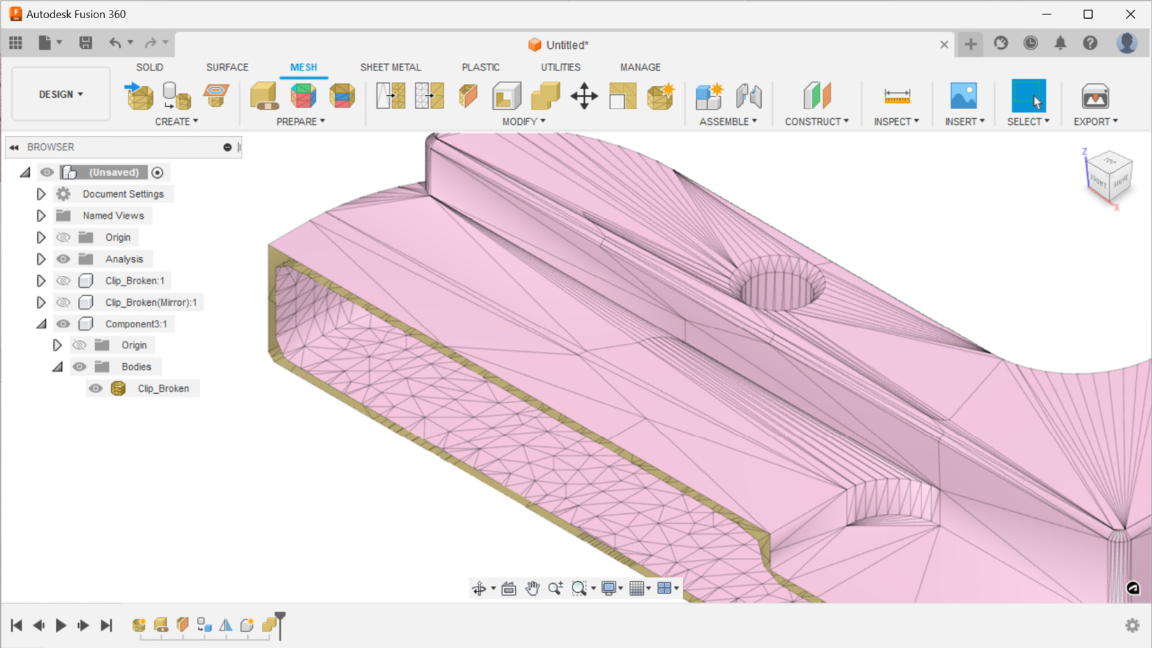 Figure 1.29 – A section analysis view of the repaired mesh body