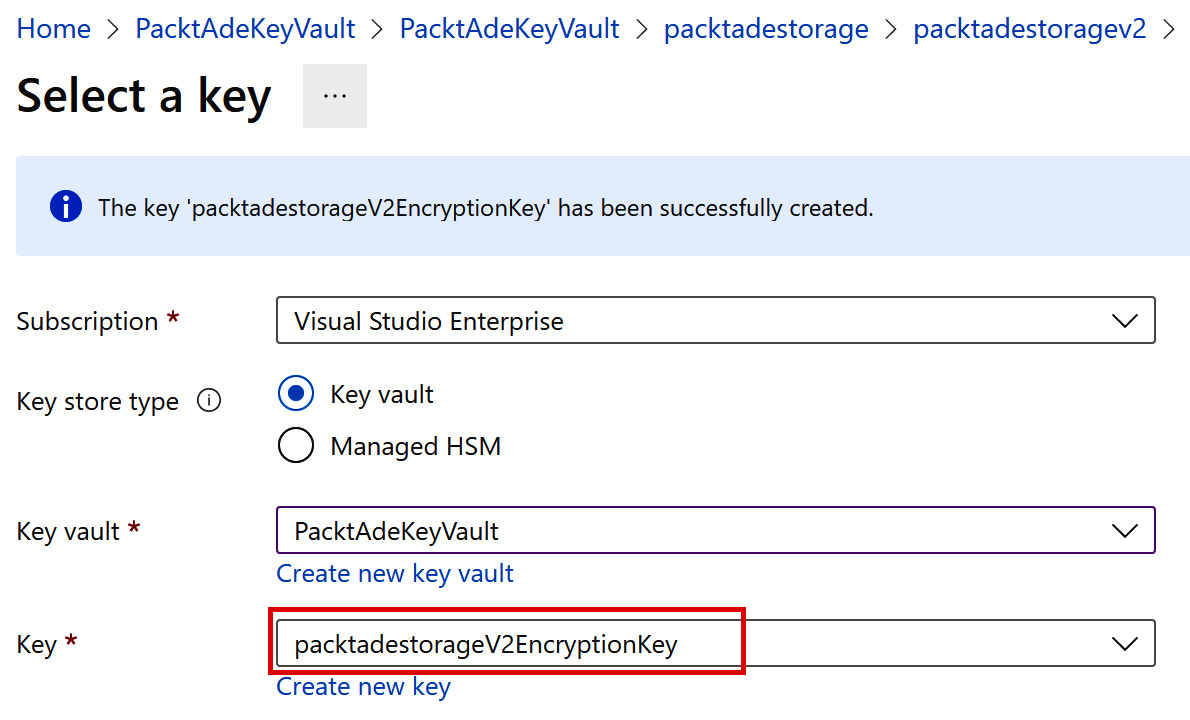 Figure 2.20 – Selecting the key